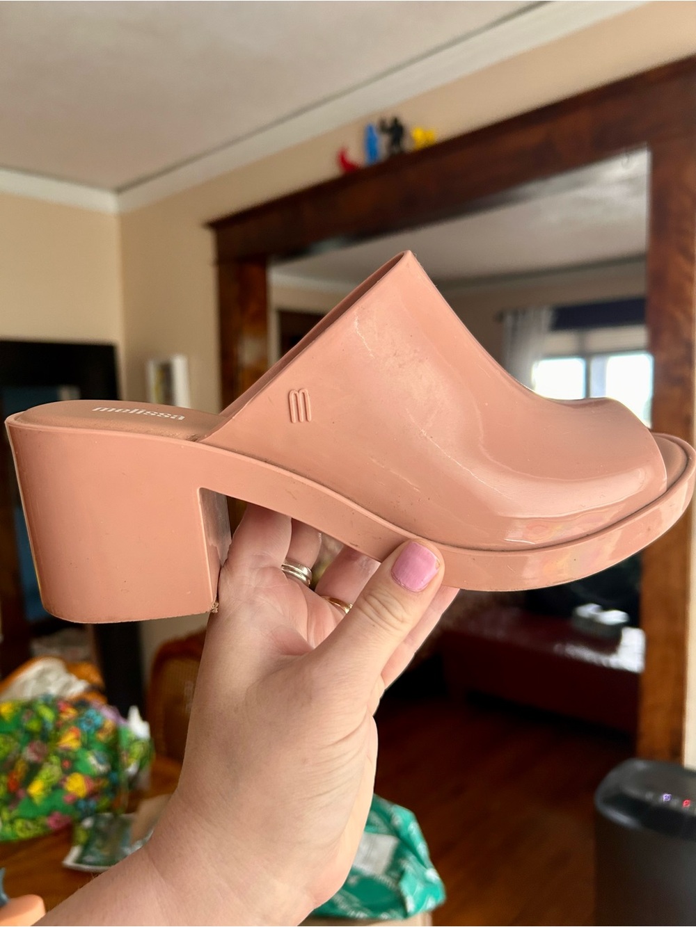 Melissa Blush Patent Chunky Mule Heels - Picture 4 of 4